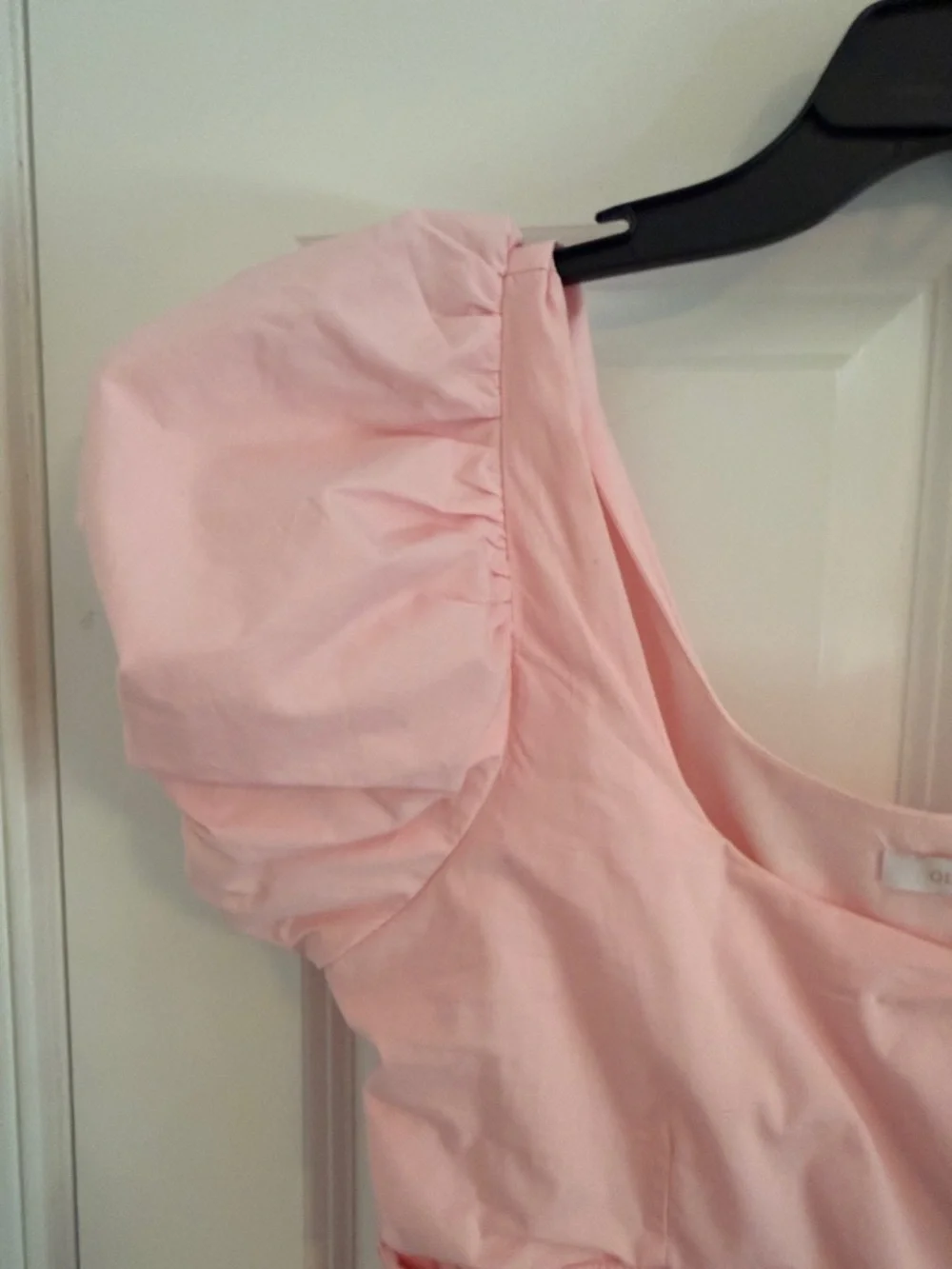 Olivaceous Pink Puff Sleeve Tiered Mini Dress with Waist Tie Small - Picture 5 of 12